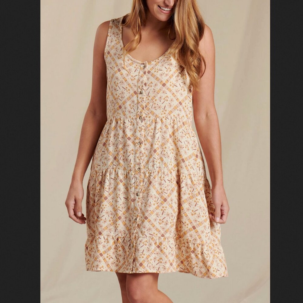 Toad & Co Manzana Tiered Sleeveless Cotton Dress Size M
